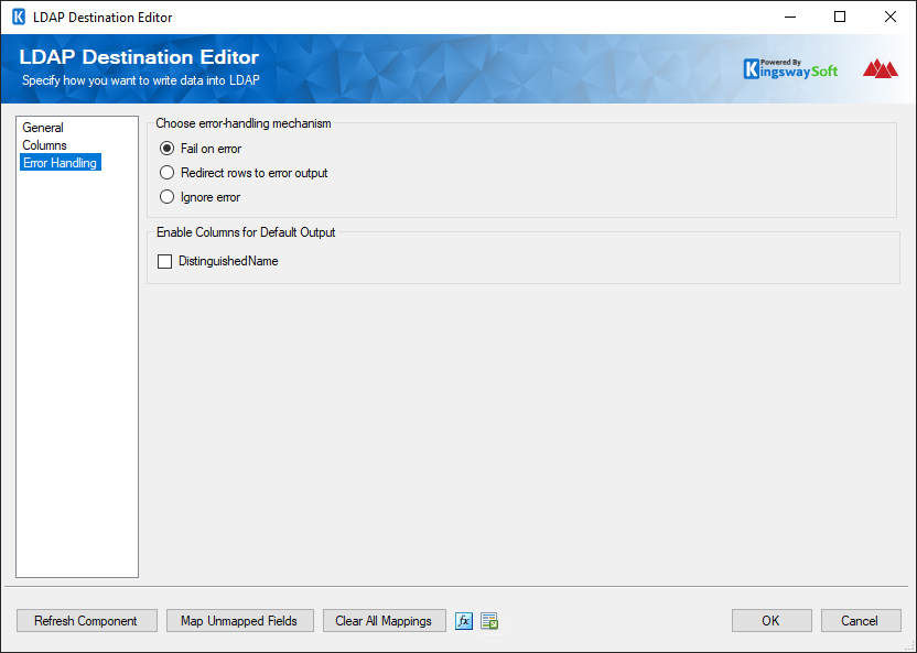 LDAP Destination Component - Error handling